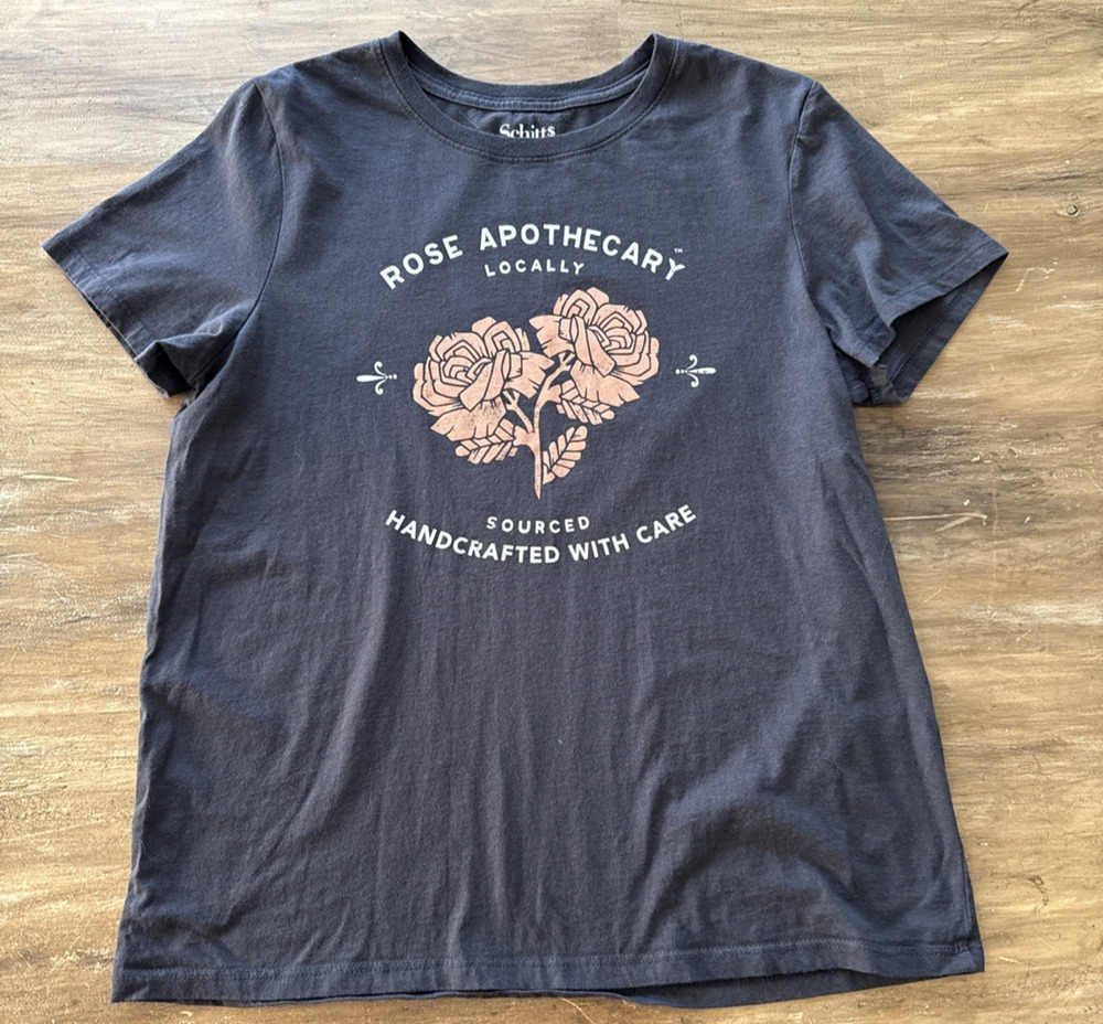 Schitt’s Creek Rose Apothecary Graphic T‑Shirt Women L Black Wash Short Sleeve